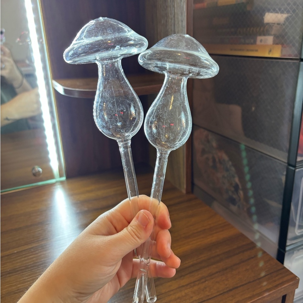 Glass Mushroom Plant Water Dispensers